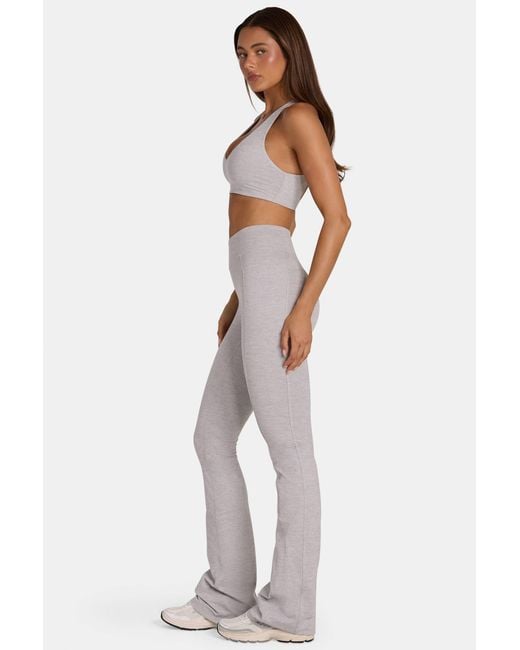 BO+TEE Gray Soft Active V-Waist Flared Leggings