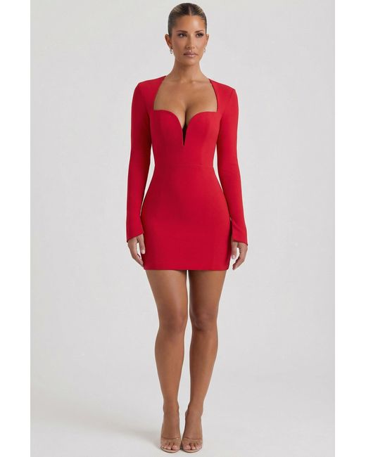 Oh Polly Red Cut-Out Heart-Detail Bodycon Mini Dress