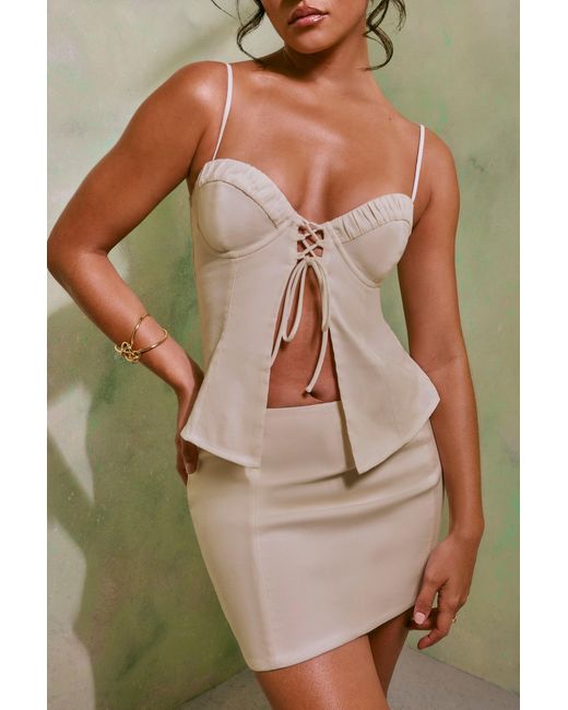 Oh Polly White Mid Rise Linen Mini Skirt