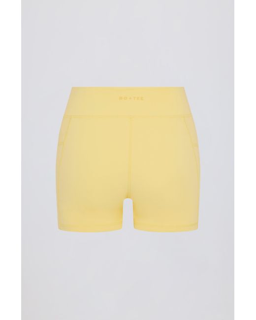 BO+TEE Yellow Soft Active Pocket V-Waist Mini Shorts