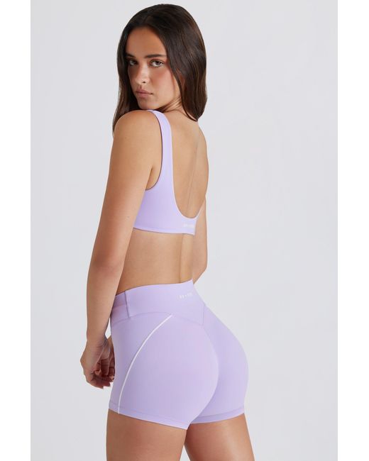 BO+TEE Purple Soft Active Twist-Front Mini Shorts