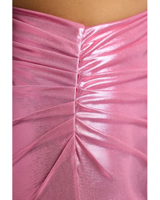 Oh Polly Pink Draped Metallic Jersey Maxi Dress