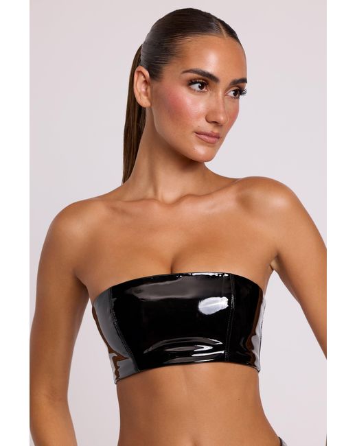 Oh Polly Black Vinyl Bandeau Bralette