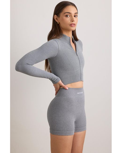 BO+TEE Gray Flexirib Cropped Jacket