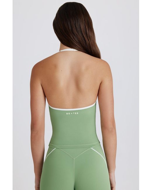 BO+TEE Green Soft Active V-Neck Halterneck Top