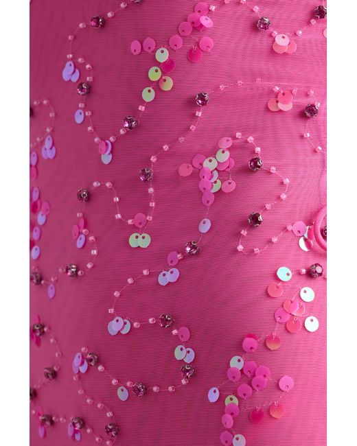 Oh Polly Pink Embellished Lace-Up Mini Dress