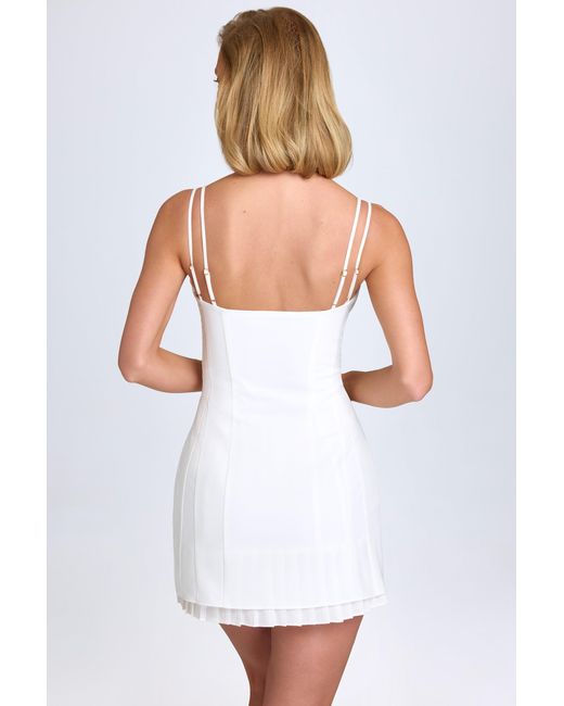 Oh Polly White Bow-Detail Pleated Mini Dress