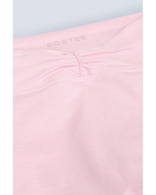 BO+TEE Pink Brushed Jersey Ruched Flared Trousers