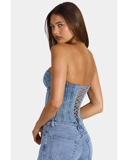 Oh Polly Blue Denim Corset Top