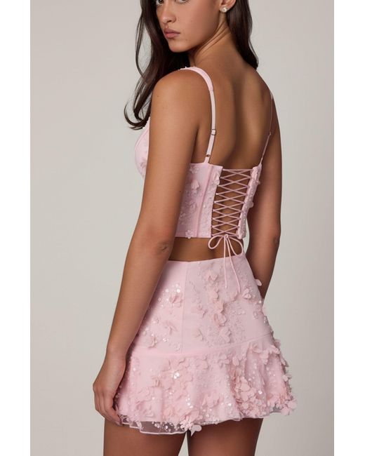 Oh Polly Pink Embellished Mid-Rise A-Line Mini Skirt