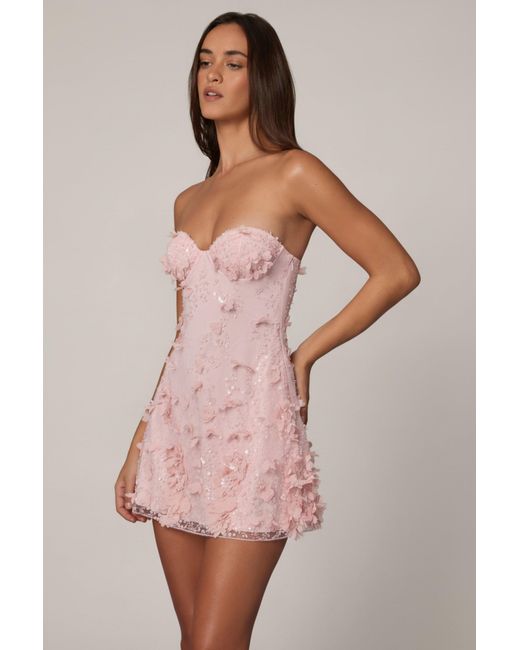 Oh Polly Purple Embellished Bandeau A-Line Mini Dress