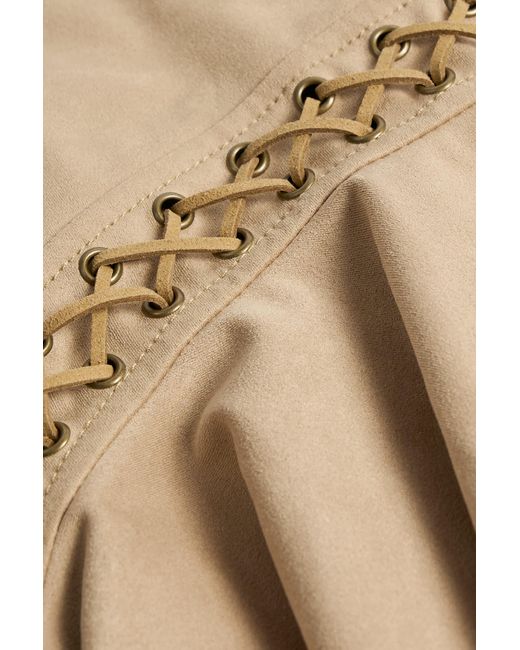 Oh Polly Brown Lace-Up Mid-Rise Mini Skirt
