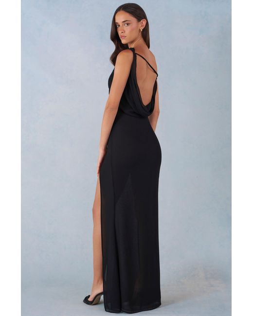 Oh Polly Black One-Shoulder Maxi Dress