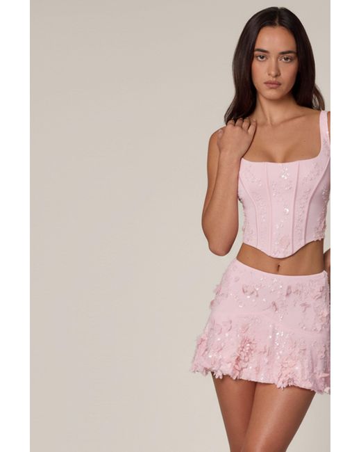 Oh Polly Pink Embellished Mid-Rise A-Line Mini Skirt