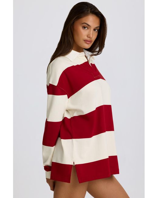 BO+TEE Red Striped Oversized Long-Sleeve T-Shirt