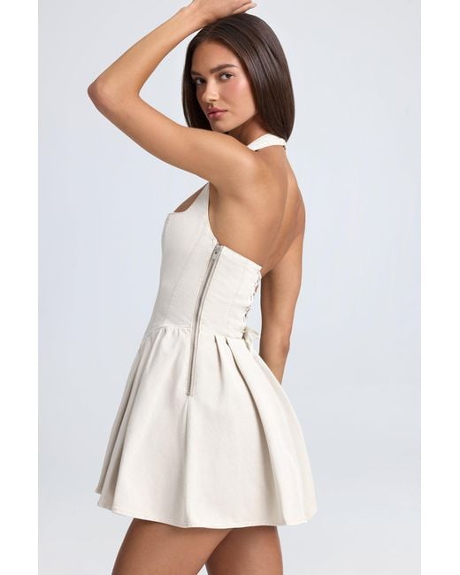 Oh Polly White Halterneck Corset Micro Mini Dress