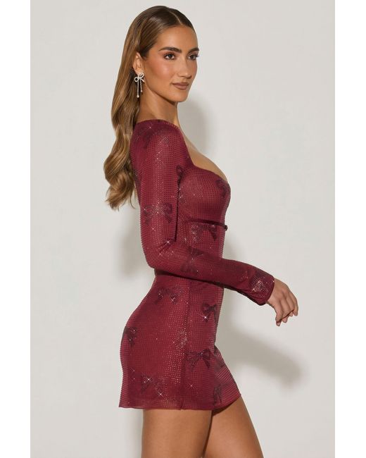 Oh Polly Red Embellished Sweetheart A-Line Mini Dress