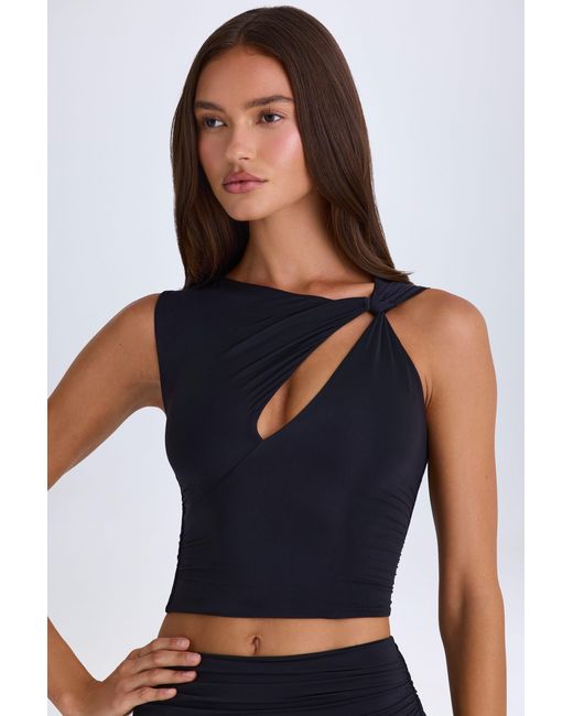 Oh Polly Black Twisted Cut-Out Tank Top