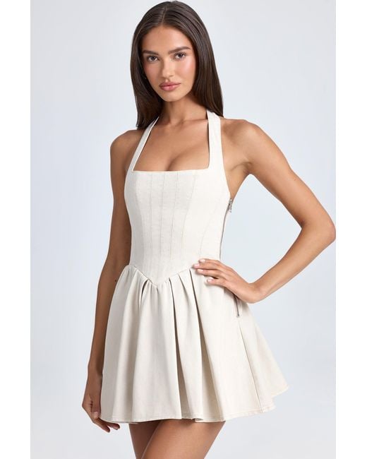 Oh Polly White Halterneck Corset Micro Mini Dress