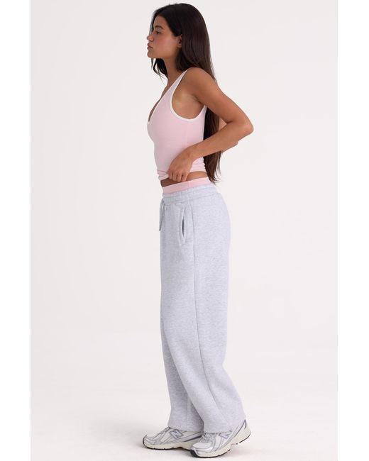 BO+TEE Gray Brushed Cotton Jersey Mid-Rise Relaxed Joggers