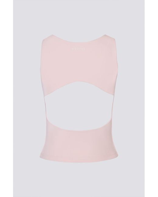 BO+TEE Pink Soft Active Boat-Neck Open-Back Tank Top