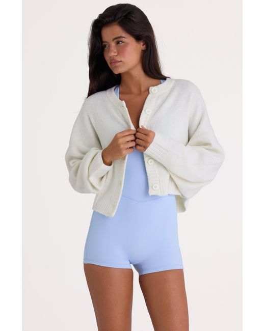 BO+TEE White Knit Cropped Cardigan
