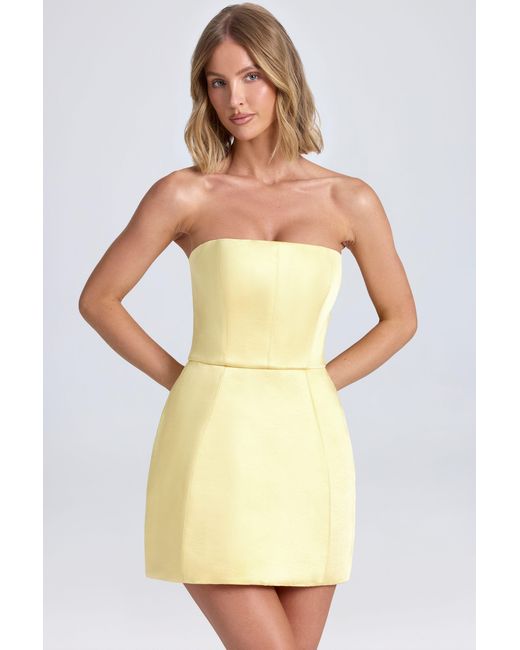 Oh Polly Yellow Bandeau Structured Tulip Mini Dress