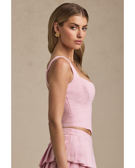 Oh Polly Pink Lace-Up Corset Top
