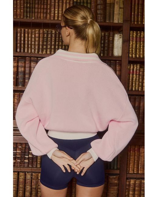 BO+TEE Pink Cotton Jersey Oversized V-Neck Jumper