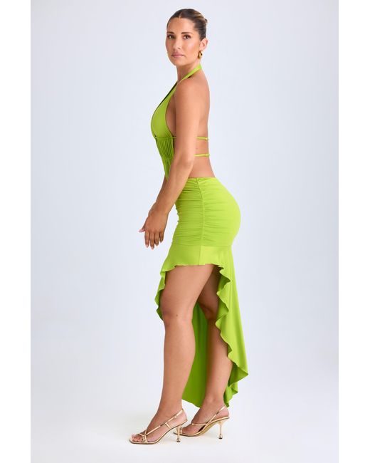 Oh Polly Green Asymmetric Cut-Out Halterneck Midaxi Dress