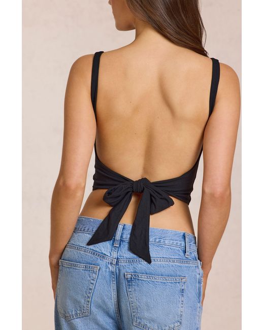Oh Polly Black Modal Tie-Back Top