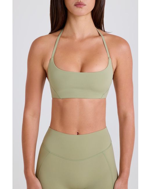 BO+TEE Green Scoop-Neck Halterneck Sports Bra