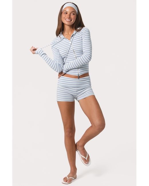 BO+TEE Blue Ribbed Jersey Mini Shorts