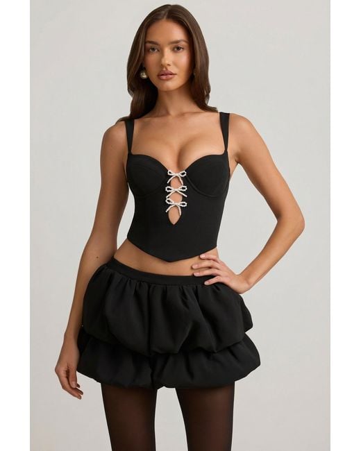 Oh Polly Black Layered Bubble Hem Mid-Rise Mini Skirt