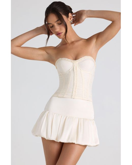 Oh Polly White Bubble Hem Mid-Rise Micro Mini Skirt