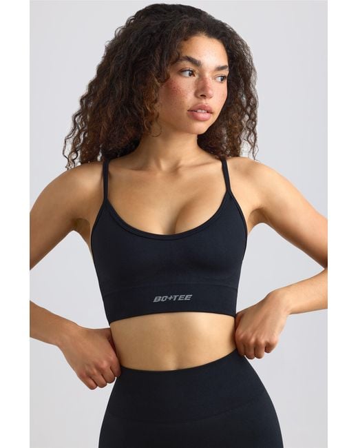 BO+TEE Black Super Sculpt Seamless Scoop-Neck Sports Bra