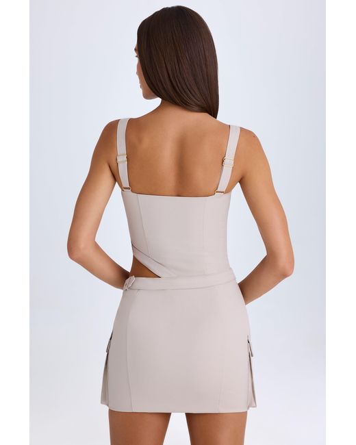 Oh Polly Brown Belted Cut-Out Mini Dress