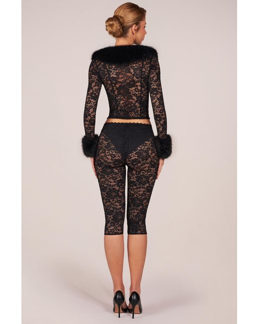 Oh Polly Black Laced Capri Trousers