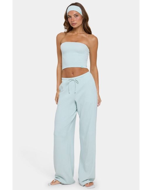 BO+TEE Green Ribbed Jersey Low-Rise Trousers