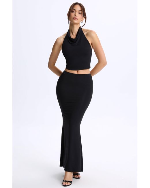 Oh Polly Black Modal Low-Rise Maxi Skirt
