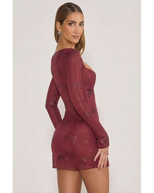 Oh Polly Red Embellished Sweetheart A-Line Mini Dress