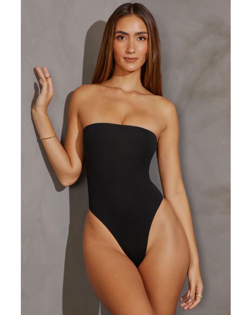 Oh Polly Black Bandeau Bodysuit