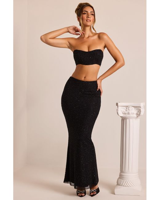 Oh Polly Black Embellished Strapless Corset Top