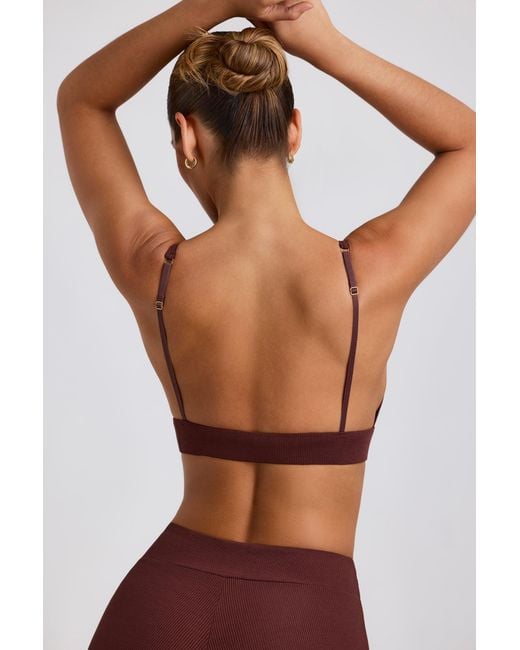 Oh Polly Brown Ribbed Modal Triangle Bralette