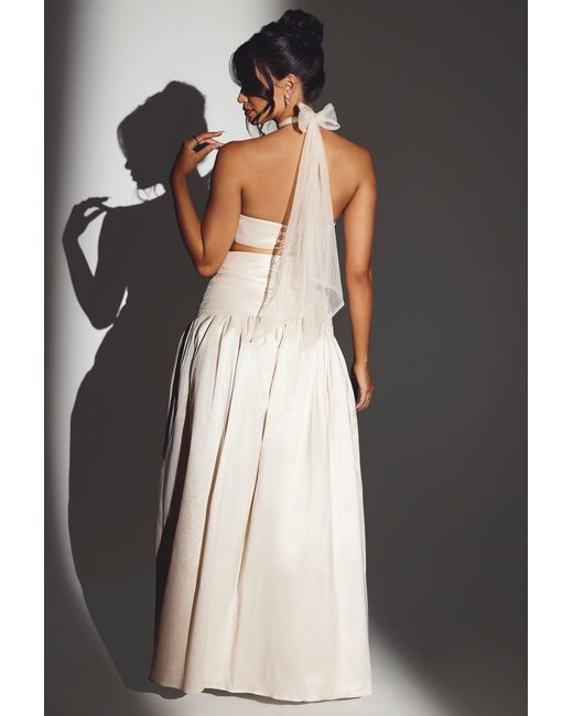 Oh Polly White Woven Twill Voluminous Maxi Skirt