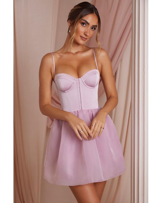 Oh Polly Pink Tulle Skirt Corset Mini Dress