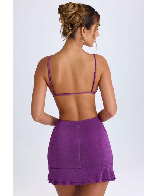 Oh Polly Purple Ruffle-Trim Cut-Out Mini Dress