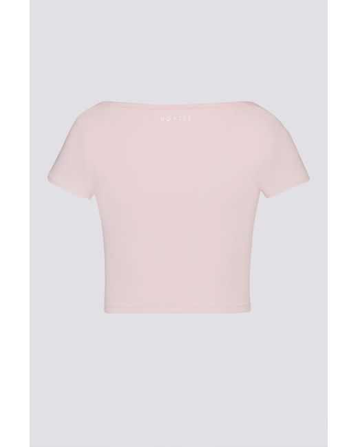 BO+TEE Pink Soft Active Sweetheart-Neck Crop Top