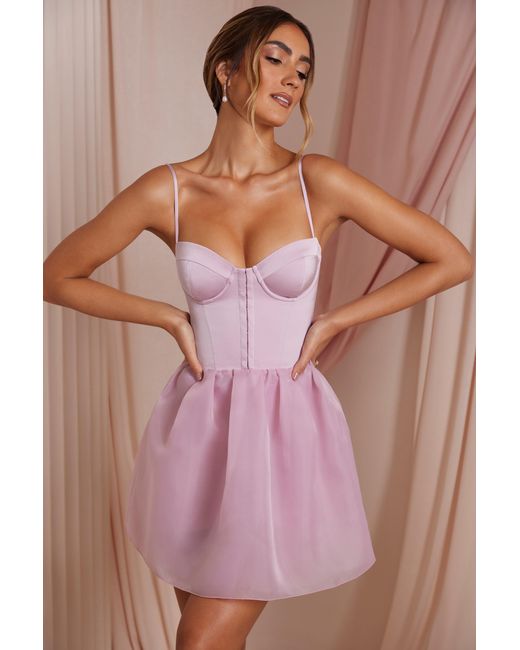 Oh Polly Pink Tulle Skirt Corset Mini Dress