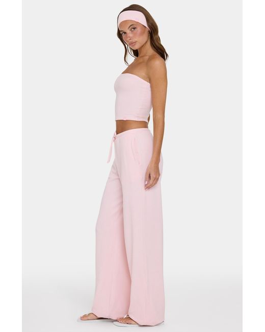 BO+TEE Pink Ribbed Jersey Low-Rise Trousers
